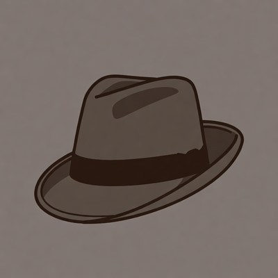 Brown Fedora Hat Illustration