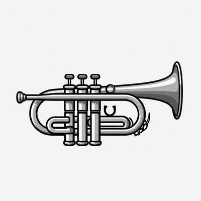 Silver trumpet illustration