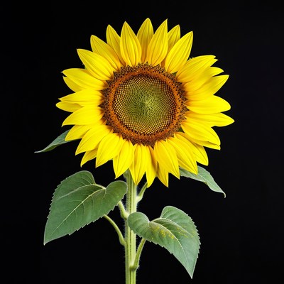 Sunflower on black background