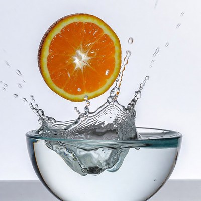 Orange Slicing into Water Splash