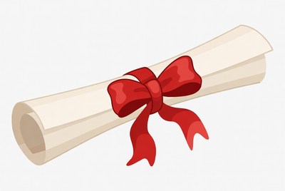 Diploma Rolled with Red Ribbon