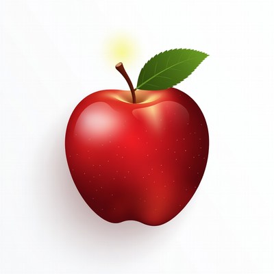 Red apple with leaf and light