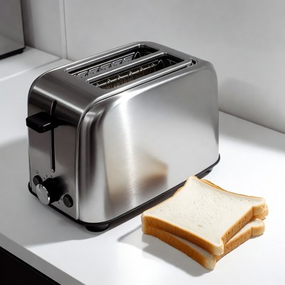 Silver Toaster with Bread Slice