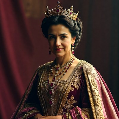 Indian woman wearing ornate crown