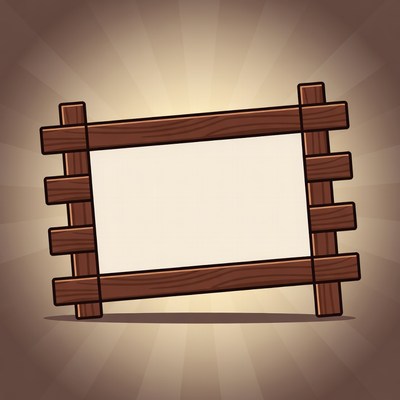 Wooden Picture Frame with Blank Sign