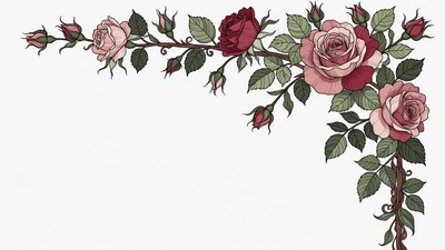 Pink and Red Rose Vine Border