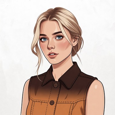 Blonde woman in brown vest