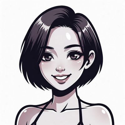 Anime girl smiling with bob haircut