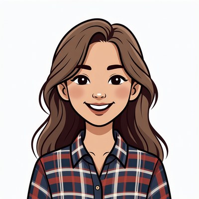 Smiling Asian woman in plaid shirt