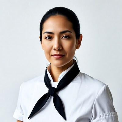 Asian woman in chef uniform