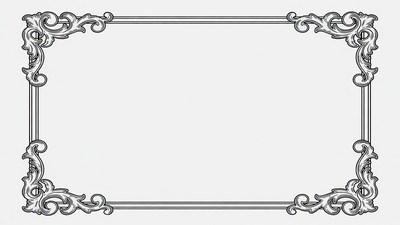 Ornate Silver Scroll Border Frame