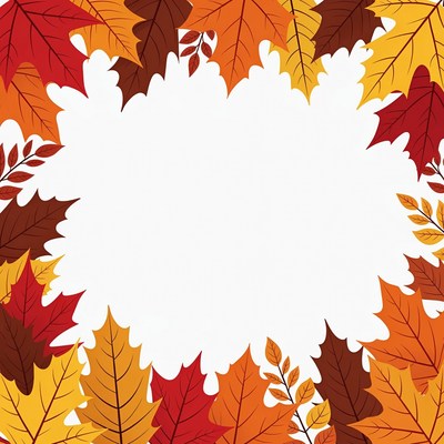 Autumn fall leaves border