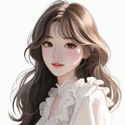 Anime girl in lace blouse