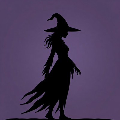 Silhouette of Witch in Profile