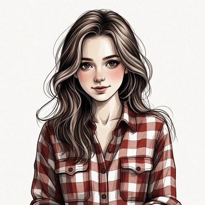 Woman in plaid shirt illustration