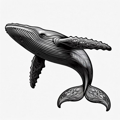 Humpback whale jumping illustration