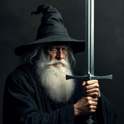 Wizard holding sword