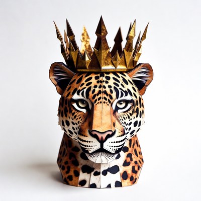 Leopard Wearing Golden Crown