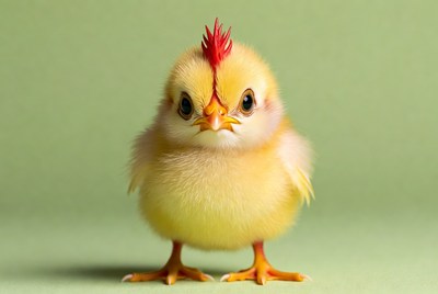 Cute yellow chick with red mohawk