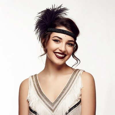 Woman in 1920s Flapper Headband