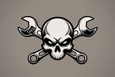 Skull with Crossed Wrenches