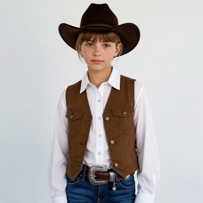 Girl in cowboy hat and vest