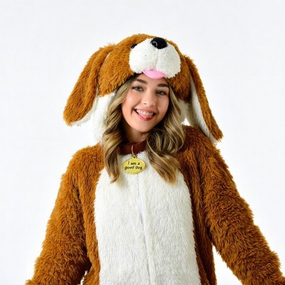 Girl in brown dog costume