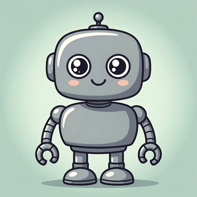 Cute cartoon robot standing