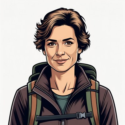Woman with backpack illustration