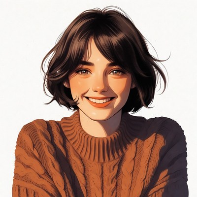 Smiling woman in orange sweater