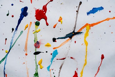 Colorful Paint Splatter on White