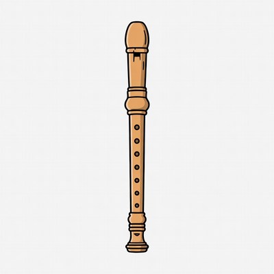 Wooden Recorder Flute Illustration