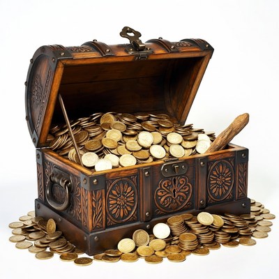 Open Treasure Chest Overflowing with Gold Coins