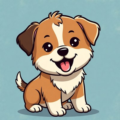 Cute cartoon puppy smiling