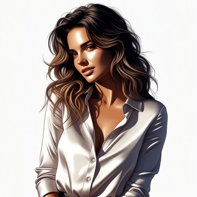 Beautiful woman in white blouse