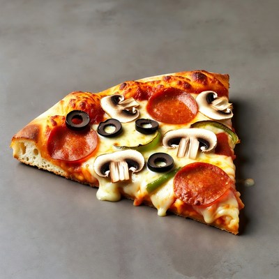 Pepperoni Mushroom Olive Pizza Slice