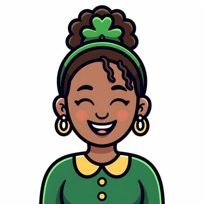 Smiling African-American woman with shamrocks