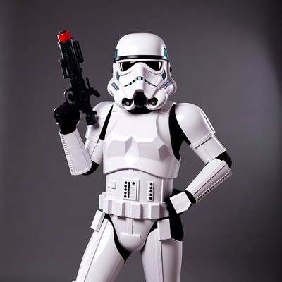 Stormtrooper holding blaster gun