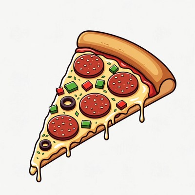 Pepperoni Pizza Slice Illustration