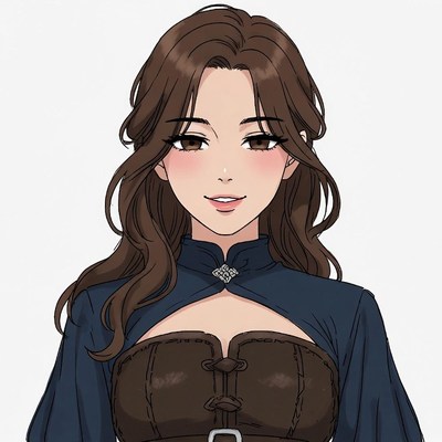 Anime girl in navy blue dress