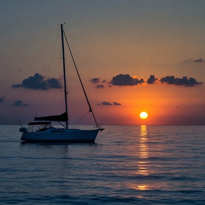 Sailboat Silhouette at Sunset