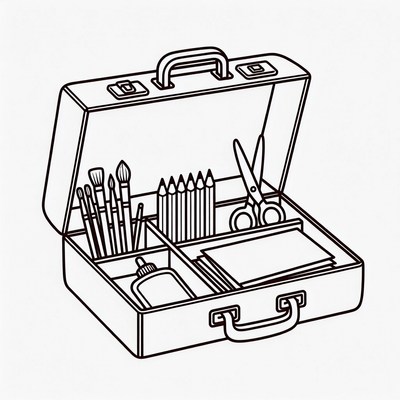 Open Art Supply Case Illustration