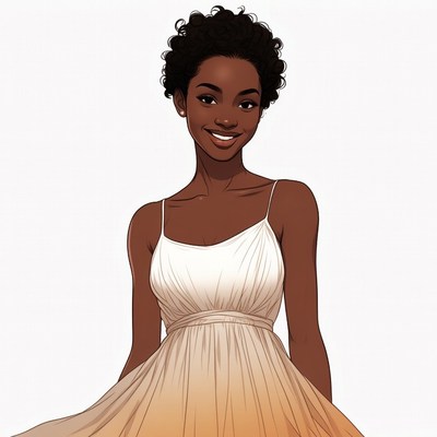 African-American woman in white dress