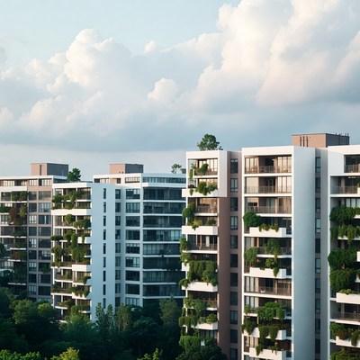 Modern Green Balcony Apartment Buildings