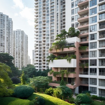 Modern High-Rise with Green Balconies