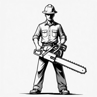Man holding chainsaw illustration