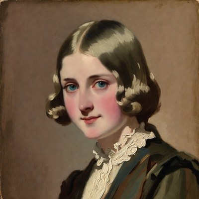 Victorian girl portrait with curls