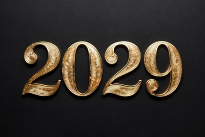 Gold 2029 Numbers on Black