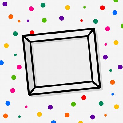 Empty White Frame with Colorful Dots