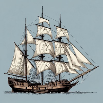 Sailing Ship on Ocean